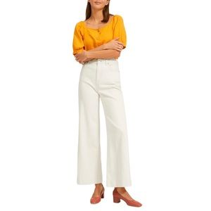 Everlane The Summer Wide Leg High Rise Cotton Cream Jeans